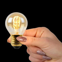 Lucide G45 LED filamentlampa, E27 dimbar, 3W 2200K bärnsten Ø4.5cm