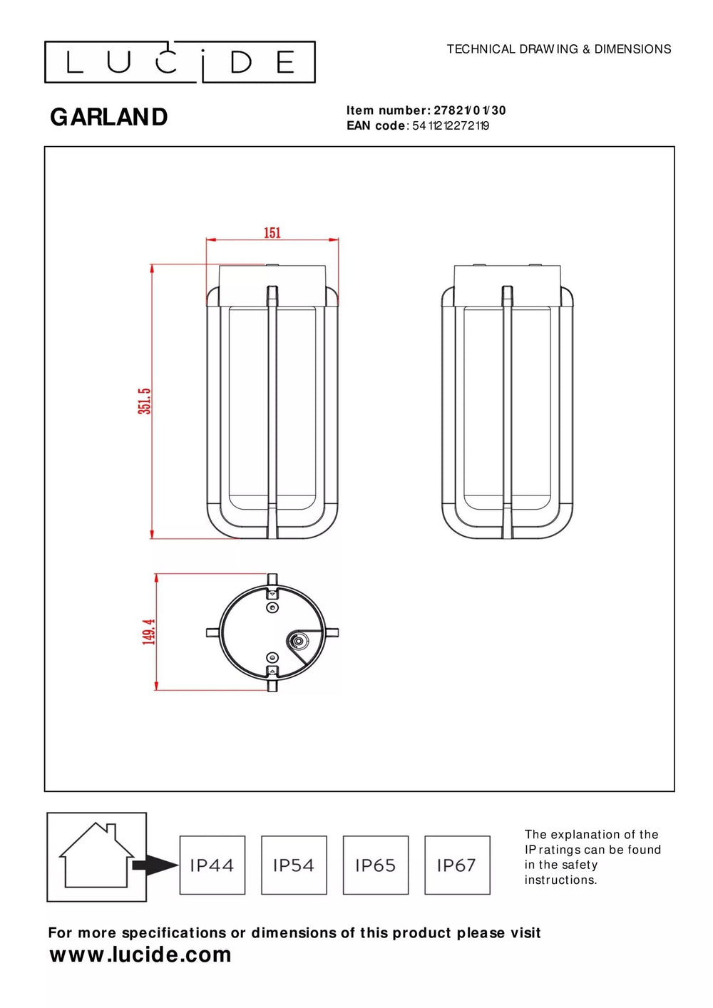 Lucide LED plafondlamp E27 220-240V IP20 50W 80-89 CRI