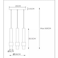 Lucide margary LED hanglamp 3x4W 2700K koffie 28cm dimbaar