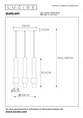Lucide margary LED hanglamp 3x4W 2700K koffie 28cm dimbaar