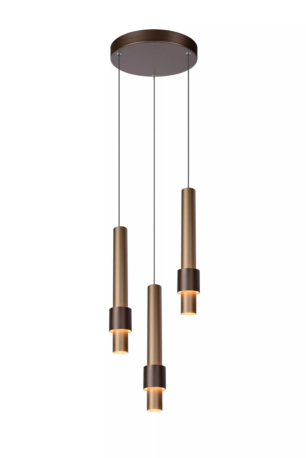 Lucide margary LED hanglamp 3x4W 2700K koffie 28cm dimbaar