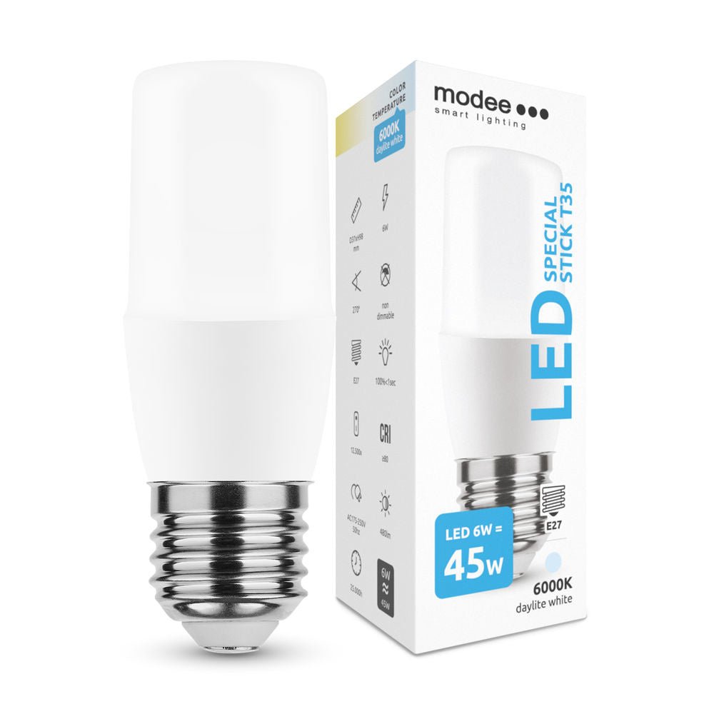 E27 LED lamp - Type T35 - 6W vervangt  40W - 6000K daglicht wit