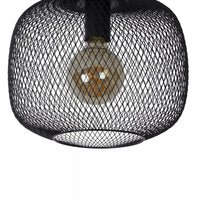 Lucide plafonniere MESH 30cm E27 fitting zwart - Ø30cm moderne plafondlamp met duurzaam aluminium, IP20, CE gecertificeerd