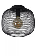 Lucide plafonniere MESH 30cm E27 fitting zwart - Ø30cm moderne plafondlamp met duurzaam aluminium, IP20, CE gecertificeerd