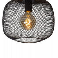 Lucide plafonniere MESH 30cm E27 fitting zwart - Ø30cm moderne plafondlamp met duurzaam aluminium, IP20, CE gecertificeerd