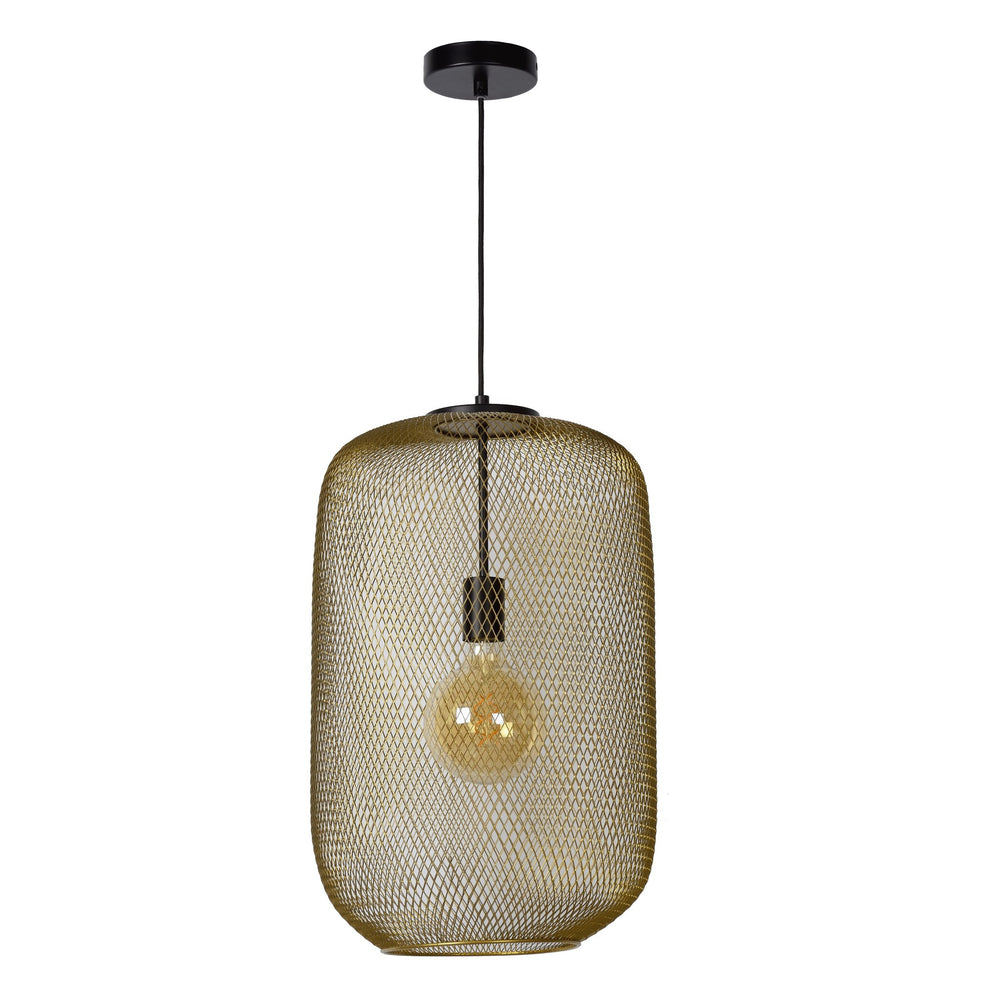 Lucide LED hanglamp MESH Ø35cm E27 fitting, mat goud/messing, moderne plafondlamp