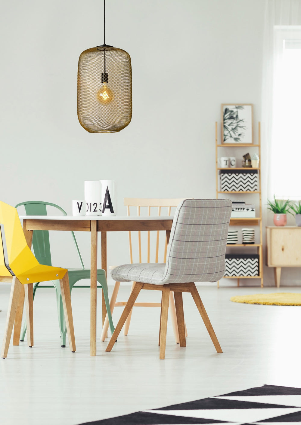 Lámpara colgante Lucide MESH Ø35cm, casquillo E27, metal dorado mate, altura ajustable, diseño cilíndrico vintage