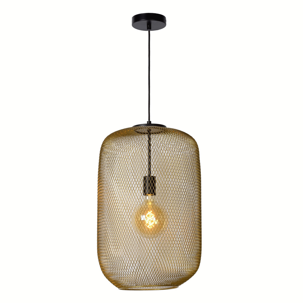 Lucide LED hanglamp MESH Ø35cm E27 fitting, mat goud/messing, moderne plafondlamp