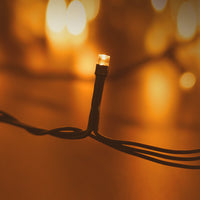 Modee Guirnalda de Luces LED de Navidad 100LED 10m Blanco Cálido 2550K IP44 Cable Verde con Adaptador