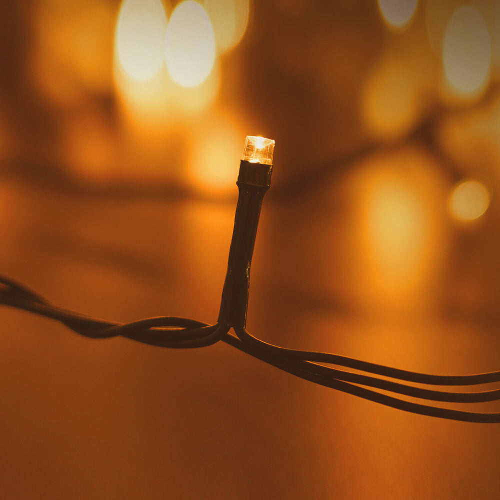 Modee Catena Luminosa Natalizia LED 200LED 20m Bianco Caldo con Adattatore IP44 Cavo Verde