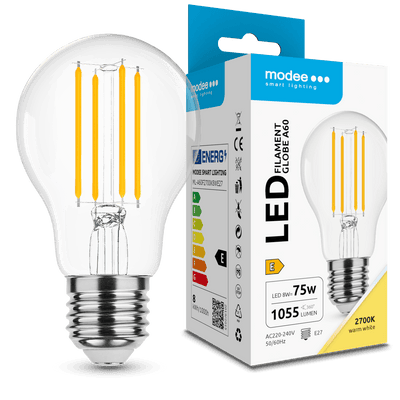 Modee LED Filament A60 Lamp 8W E27 2700K 1055 lumen 360° Niet Dimbaar Glazen Bol