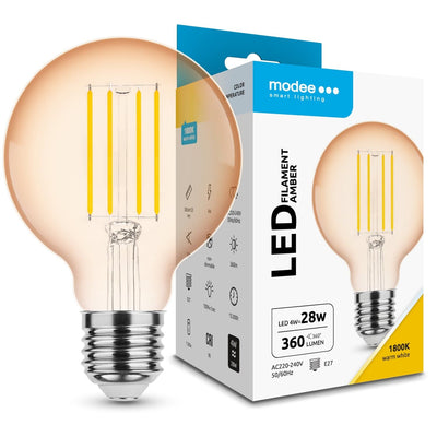 Modee LED Filament Globo Ambra G80 4W E27 1800K 360 lumen 320° Lampadina in Vetro Non Dimmerabile