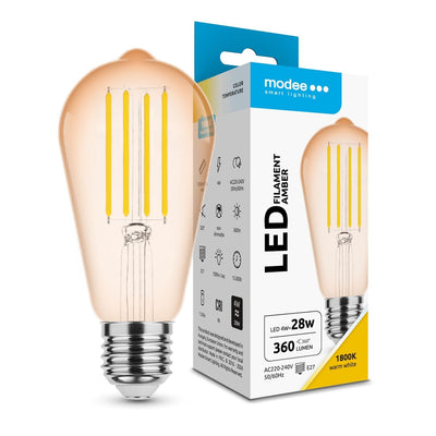 Modee LED Filamentlampa Bärnsten ST58 4W E27 1800K 360 lumen 320° Glas 220-240V Ej dimbar