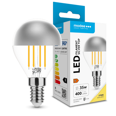 Modee LED filament lamp G45 Silver Top 4W E14 2700K 400 lumen 320° warm wit glas chroom