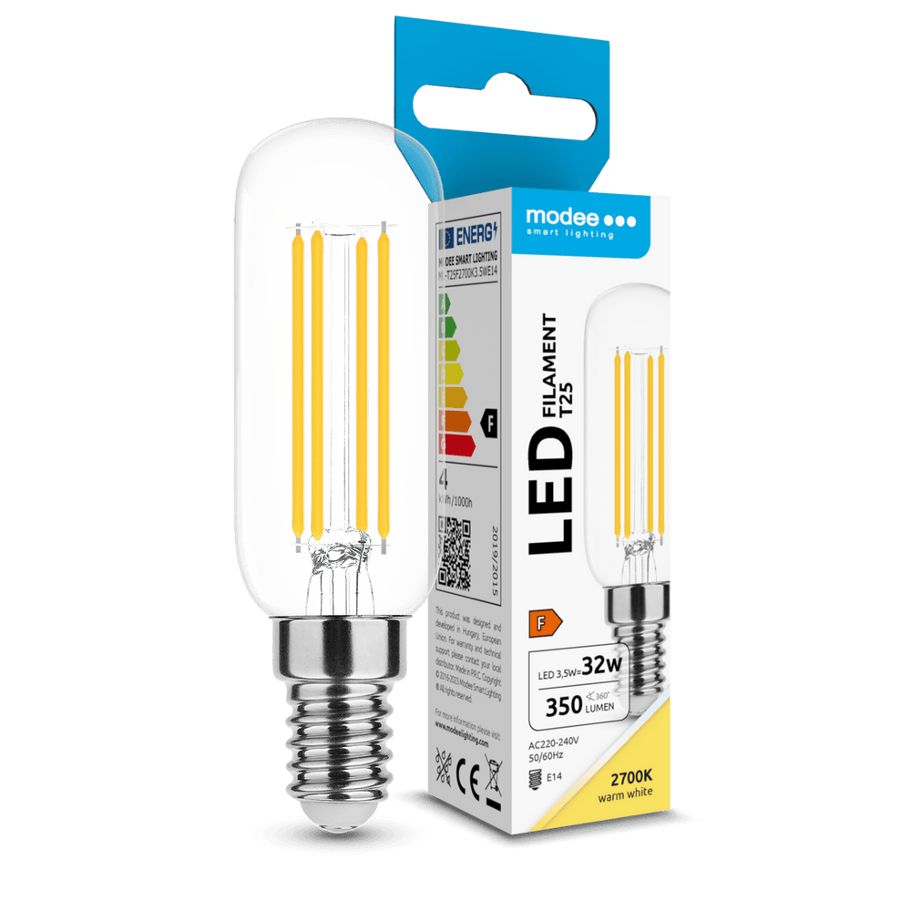 Modee LED Filament Bulb T25 3.5W E14 2700K 350 lumens 360° Glass Rod Non-Dimmable