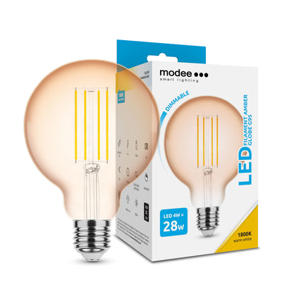 Modee LED Filament Globe G95 4W E27 Amber 1800K 300 lumen 320° dimbare lamp IP20