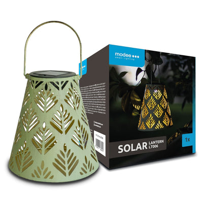 Modee Lanterna Solare LED LT006, Metallo Rotondo, Luce Calda 2800-3200K, IP44 da Esterno, Batteria Ricaricabile