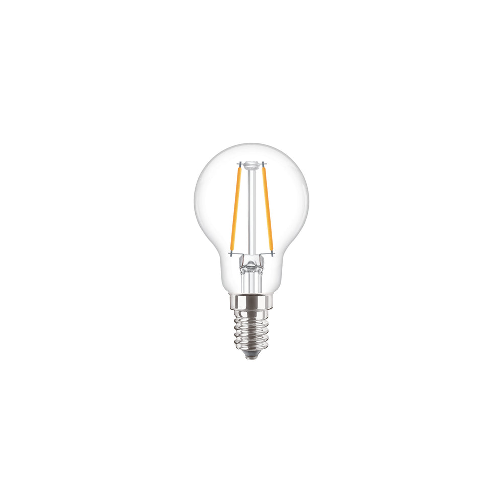 Philips CorePro LEDLuster 2W P45 E14 lampadina trasparente 2700K bianco caldo 250 lumen sostituisce 25W