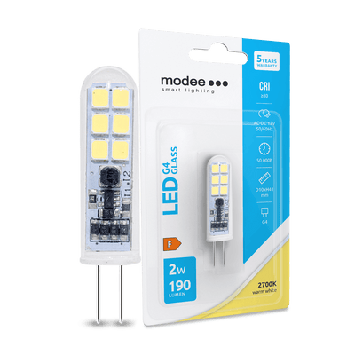 OP=OP LED G4 - 2W 190lm - 2700K warm wit licht - 12V AC/DC