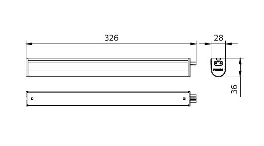 Philips BN021C LED Montageprofiel 5W 3000K 480 lumen 220-240V IP20 Wit 326mm