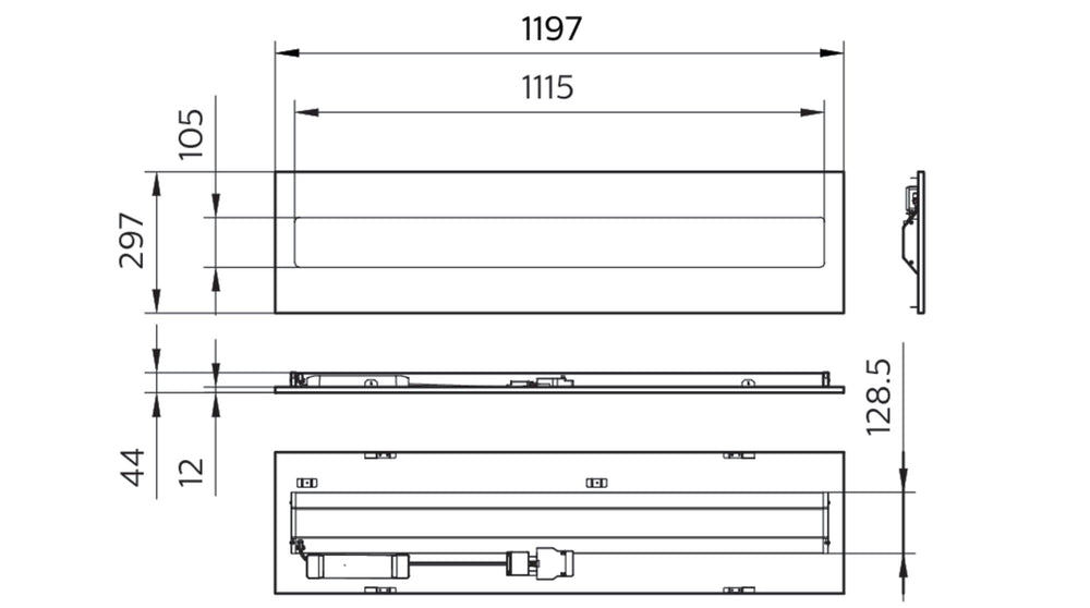 Philips CoreLine RC136B LED indbygget panel, 22W-31W DALI dæmpbar, 3100-4300 lumen, 4000K, 1197x297 Hvid