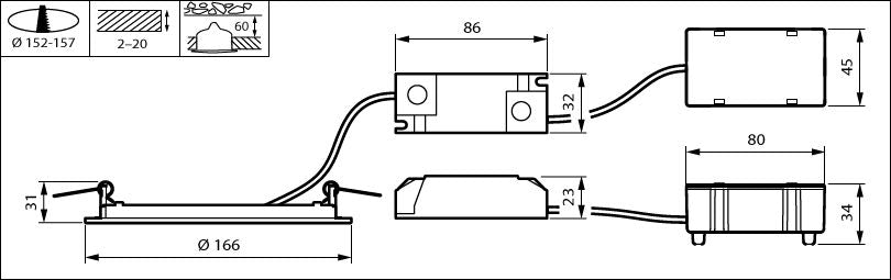 Philips DN145B LED inbouw downlight, 11W, 1100 lumen, 3000K 4000K, IP20/44, Wit, 220-240V, CRI 80