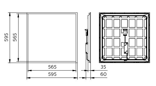 Philips LED panel light 28W 3400 lumens 4000K 595x595mm White UGR19 CRI80 IP20 steel housing