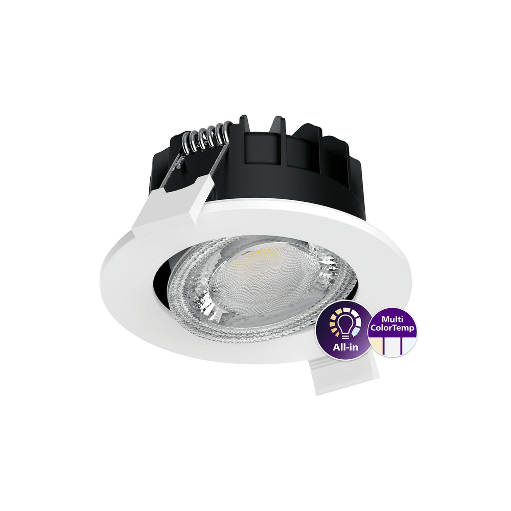 Philips Ledinaire Inbouwspot LED 6W 2700K 3000K 4000K dimbaar 550 lumen 40° Wit IP65