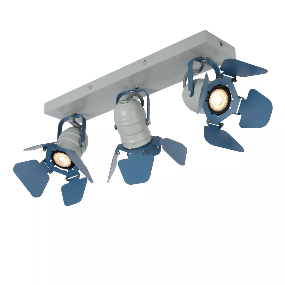 Lucide picto 3xGU10 blauwe LED plafondspot voor kinderkamer