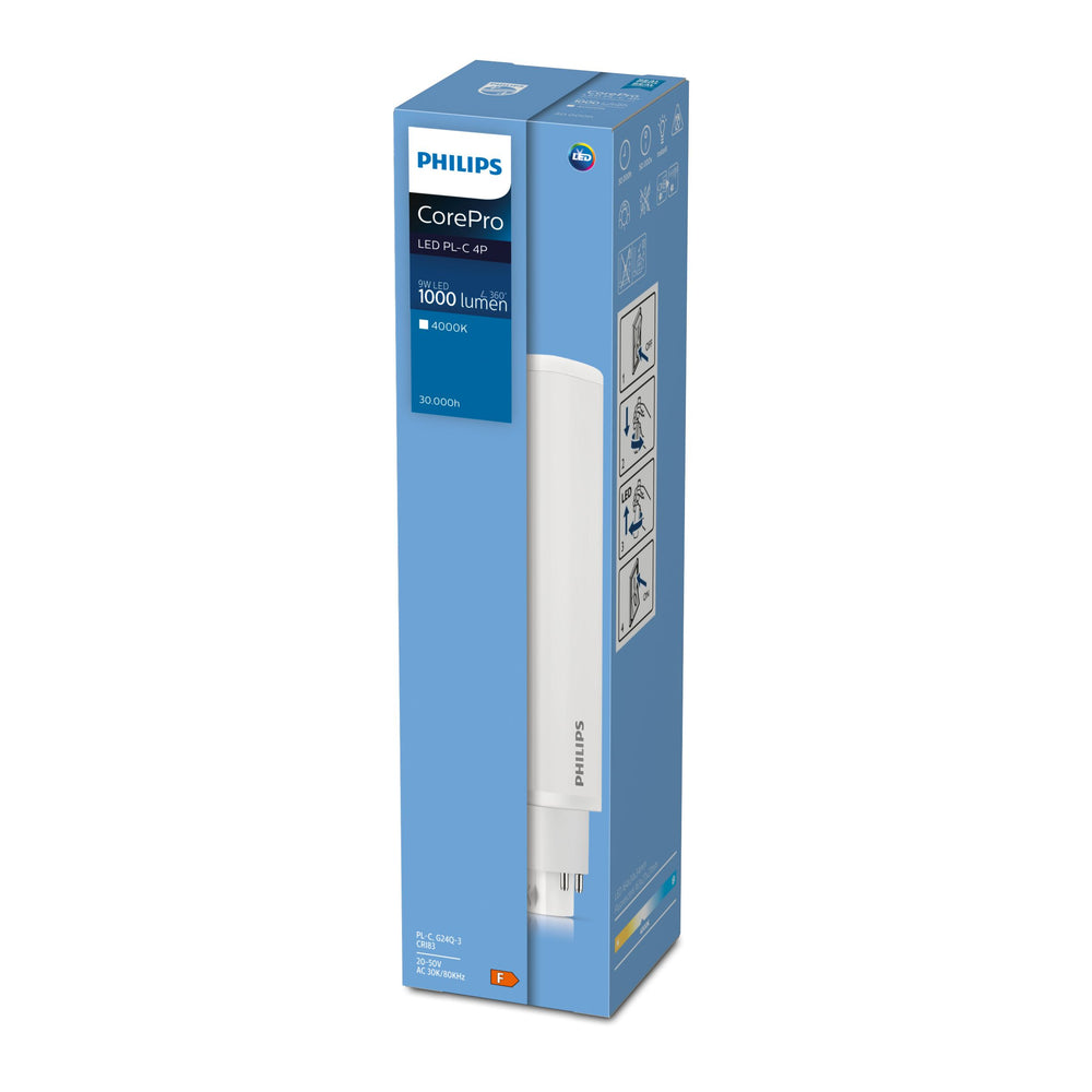 Philips CorePro LED PLC 8.9W 3000K G24d-3 2-Pin Lamp, 990 lumens, CRI 82, 220-240V, Matte Finish