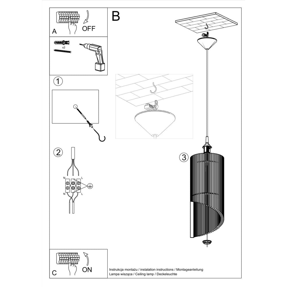 LED Hanglamp hout ALEXIA - 1 x E27 aansluiting 