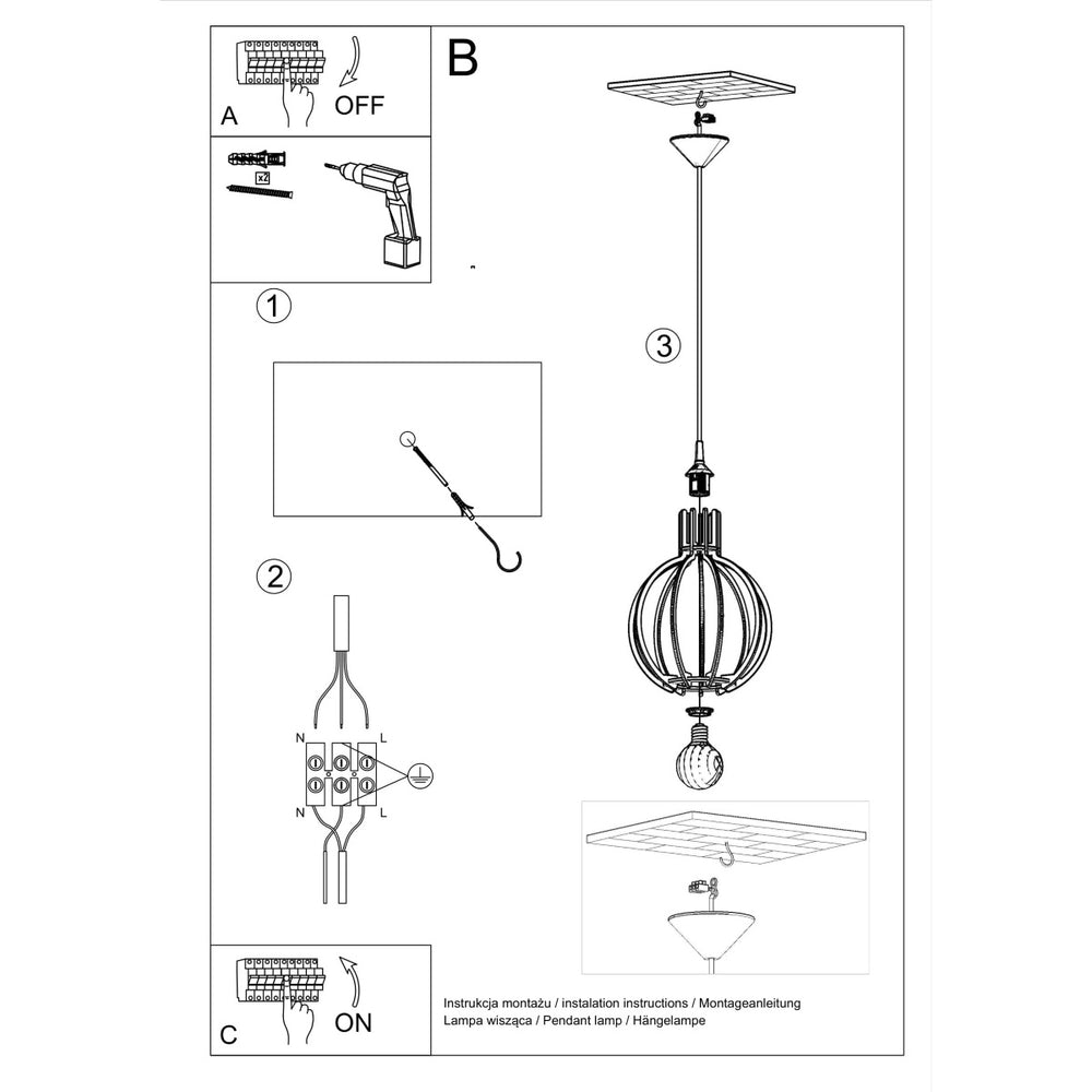 Sollux Lighting LED hanglamp met E27 fitting, 220-240V, mat gouden aluminium
