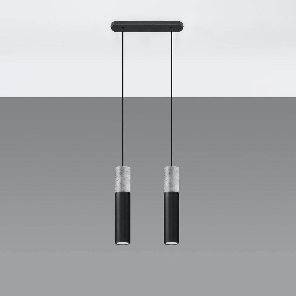 LED Hanglamp zwart beton BORGIO - 2 x GU10 aansluiting