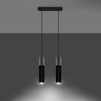 LED Hanglamp zwart beton BORGIO - 2 x GU10 aansluiting