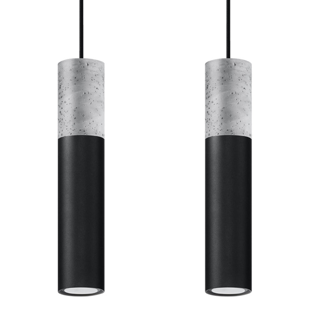 LED Hanglamp zwart beton BORGIO - 2 x GU10 aansluiting