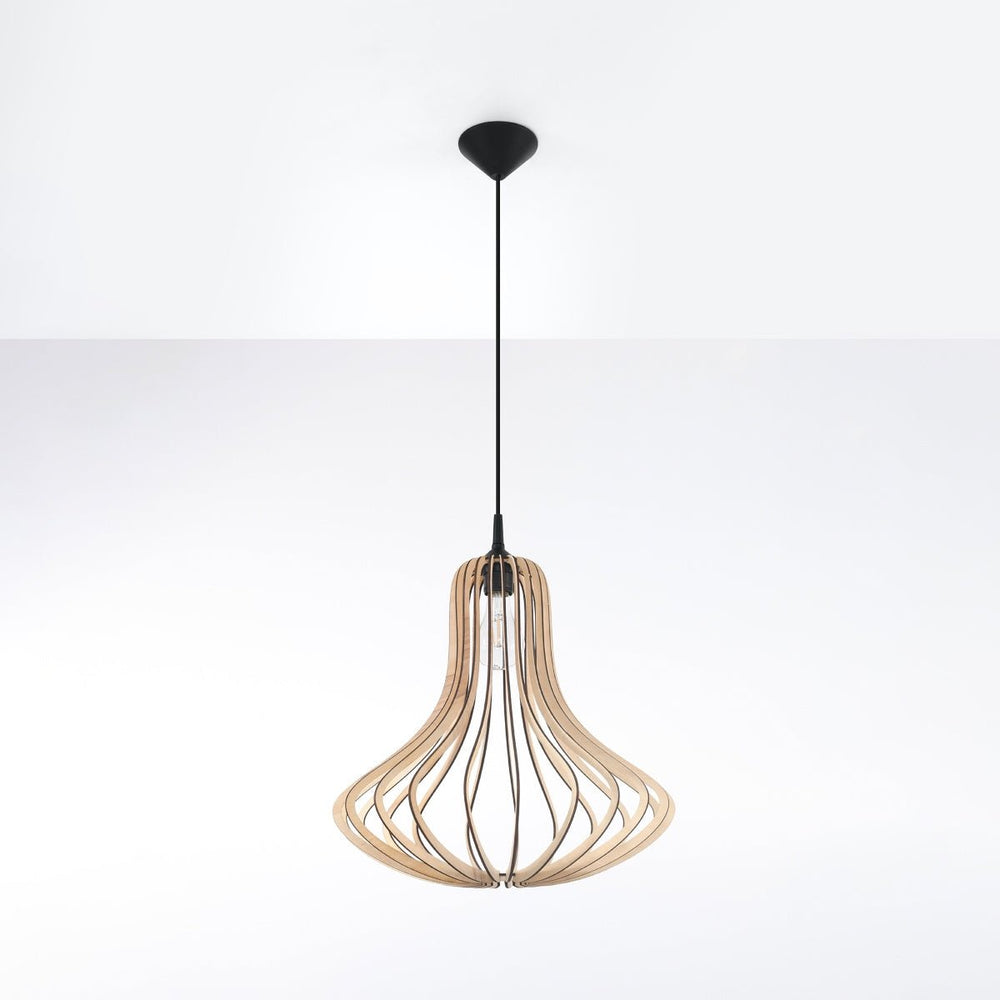 LED Hanglamp hout ELZA - 1 x E27 aansluiting 