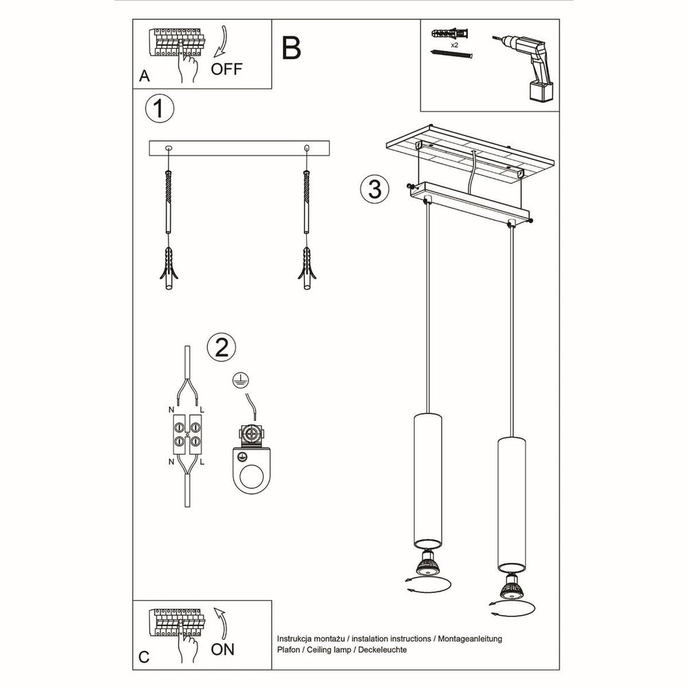 LED Hanglamp wit LAGOS - 2 x GU10 aansluiting
