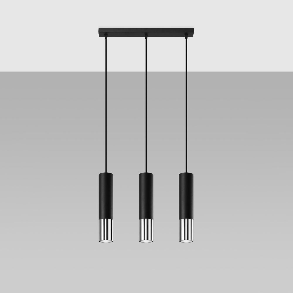 LED Hanglamp zwart chrome LOOPEZ - 3 x GU10 aansluiting