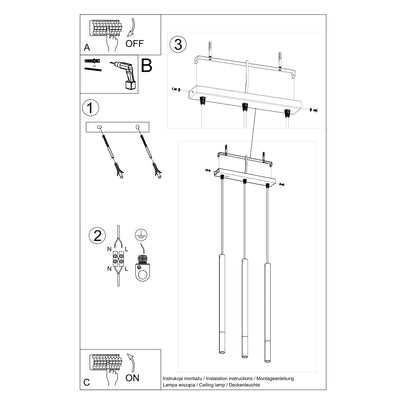 LED Hanglamp zwart goud MOZAICA - 3 x G9 aansluiting