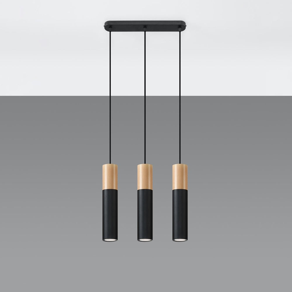 Sollux Lighting pablo 3 hanglamp zwart 3 lichtbronnen 900 mm hoogte LED compatibel