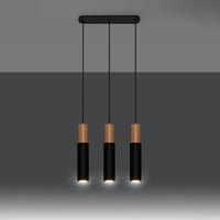 Sollux Lighting pablo 3 hanglamp zwart 3 lichtbronnen 900 mm hoogte LED compatibel