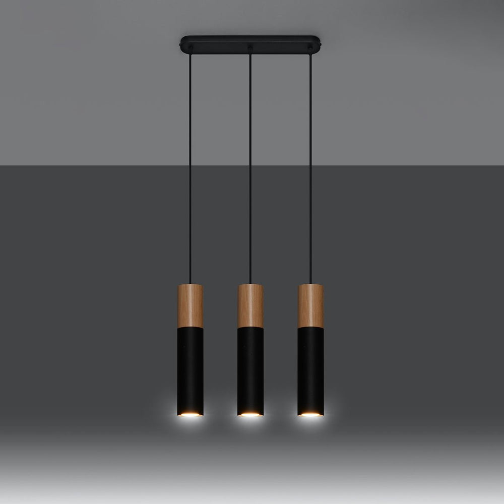 Sollux Lighting pablo 3 hanglamp zwart 3 lichtbronnen 900 mm hoogte LED compatibel
