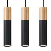 Sollux Lighting pablo 3 hanglamp zwart 3 lichtbronnen 900 mm hoogte LED compatibel