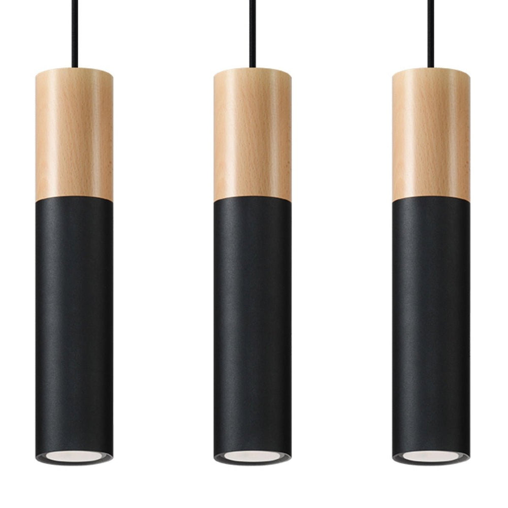 Sollux Lighting pablo 3 hanglamp zwart 3 lichtbronnen 900 mm hoogte LED compatibel