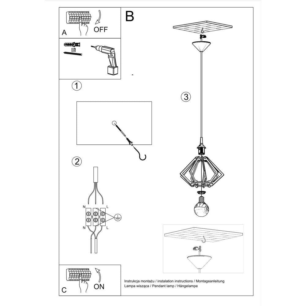 LED Hanglamp hout POMPELMO - 1 x E27 aansluiting 