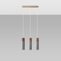 LED Hanglamp beton hout ZANE - 3 x GU10 aansluiting