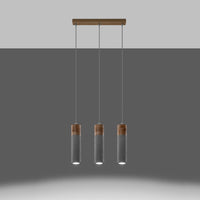 LED Hanglamp beton hout ZANE - 3 x GU10 aansluiting