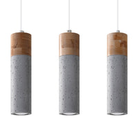 LED Hanglamp beton hout ZANE - 3 x GU10 aansluiting