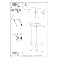 LED Hanglamp beton hout ZANE - 3 x GU10 aansluiting