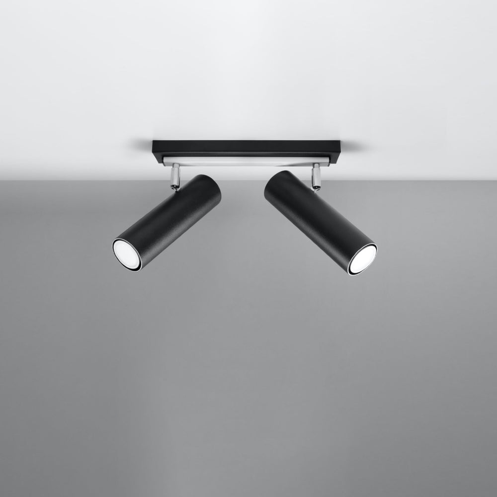 LED Plafondspot zwart zilver DIREZIONE - 2 x GU10 aansluiting